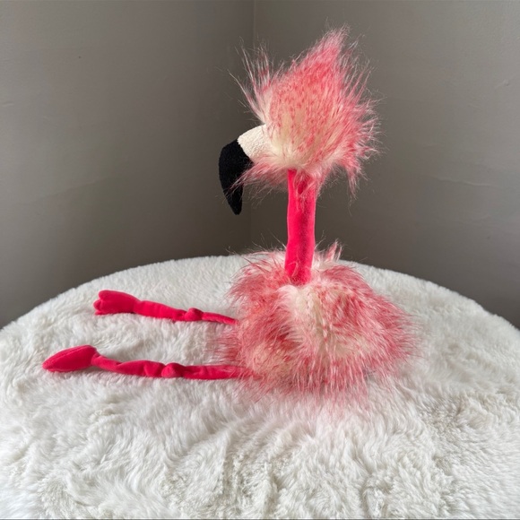 Jellycat Flora the Flamingo Fluffy Hot Pink Furry Bird Stuffed Plush Animal - Picture 7 of 7